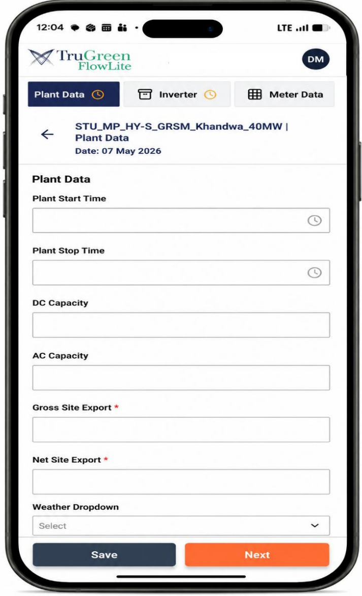 Mobile plant data entry — field engineers capture data on-site